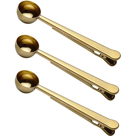 Cucchiaio dosatore con clip 2 in 1 Cucchiaio dosatore in acciaio inox e clip per sacchetti per caffè, tè, proteine in polvere e bevande istantanee 3 (1/5)