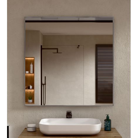 BELLOBATH - Rechteckiger Badspiegel zur Wandmontage mit Aluminiumrahmen in Gunmetal - 70 cm hoch x 80 cm breit (1/5)