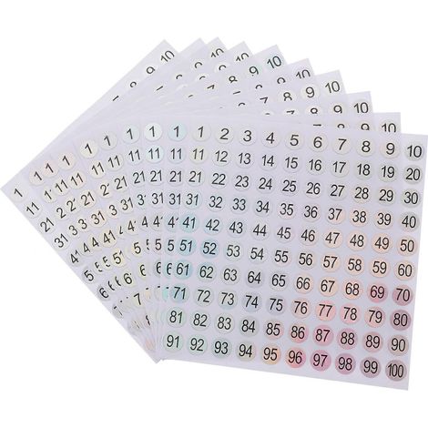 10 feuilles d'autocollants numériques de classification - Étiquettes numériques - Autocollants de chiffres-1X1CM