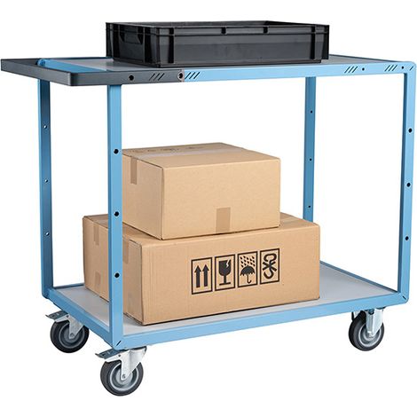 Servante mécano-soudée - 2 plateaux mélaminé 1000x600mm - Charge Max 250kg - Roues TPE - Livrée prêt à l'emploi - 880702121 (1/5)