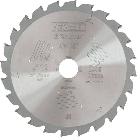 DEWALT Series 60 Circular Saw Blade 216 x 30mm x 24T ATB/Neg DEWDT4310QZ