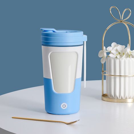 Tasse électrique mélangeuse 430ml, 7000 RPM rechargeable, poignée silicone, boisson protéinée café bleu (1/5)