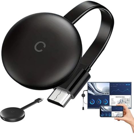 Dongle HDMI sans Fil, 2,4/5 GHz Adaptateur HDMI sans Fil, Miracast Dongle 4K, Récepteur d'Affichage WiFi pour TV Stick/Android/iOS/Windows/Projecteur/Moniteur