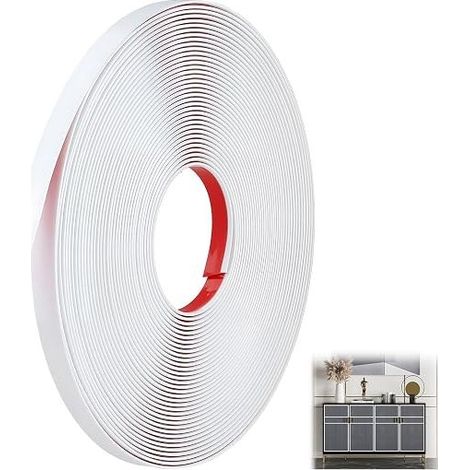 Self-adhesive PVC wall molding trim, removable and fixable, for windows, doors, mirrors, kitchen splashbacks and furniture, glossy white (1/5)