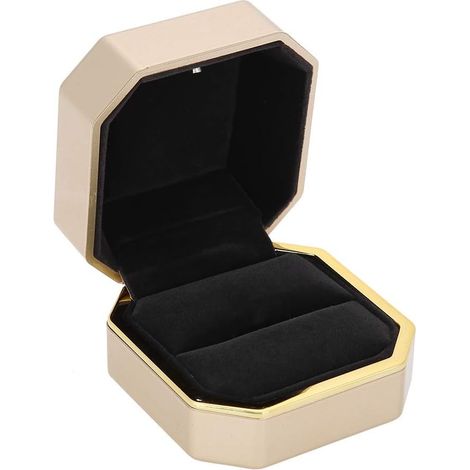Luxury Pendant with LED Light for Proposal Box, Necklace, L-Shaped Box, Wedding Case, ED Jewelry, Engagement (Gold Ring Box) (1/5)