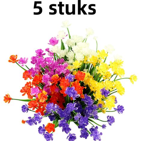 Bouquet de 5 camélias artificiels d'extérieur résistants aux UV pour décoration de jardin et espaces extérieurs avec fleurs aux couleurs variées (1/5)