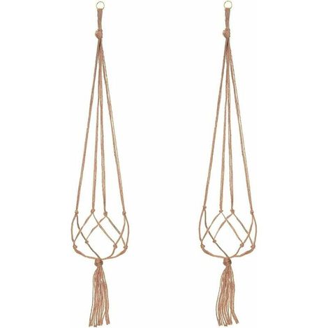 Paquets Suspension Plante Macramé, Pot Suspendu Plante, pour Suspendre Pot de Fleur Plante Suspension Suspendue Décoration Balcon Maison, 4 Jambes en Corde, 105 cm，2Pcs