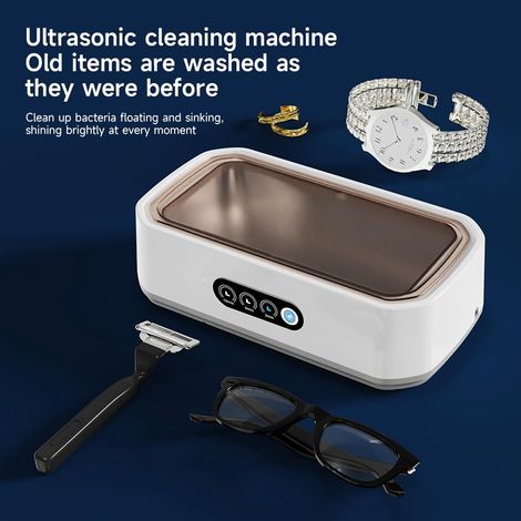 Pulitore a ultrasuoni da 650 ml, pulitore a ultrasuoni a basso rumore da 49000 Hz, con display LED One Touch e 3 modalità di tempo per gioielli, anelli, occhiali, orologi, testine di rasoio, protesi d (1/4)