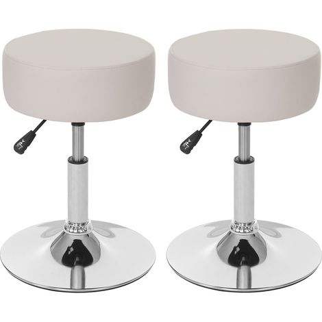 Juego de 2 taburetes giratorios regulables en altura Ø 35 cm PVC crema 040000504 (1/5)
