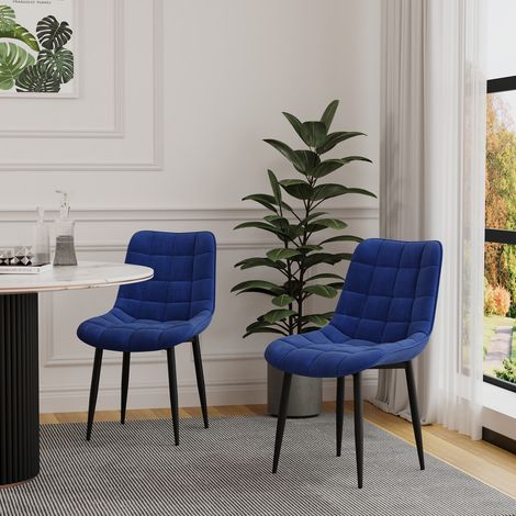 NOVA MODERN VELVET DINING CHAIR PADDED SEAT METAL LEG KITCHEN 4 PCS (Blue) (1/5)