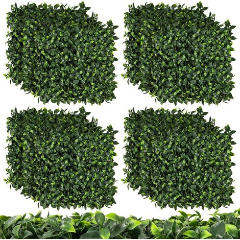 COSTWAY 12 Piezas Plantas de Césped Artificial 50 x 50 cm, Jardín Vertical Tropical, Plantas de Pared con Protección Solar, Decoración de Plantas Verdes para Jardín Patio Balcón (Hoja de Gardenia) (1/5)