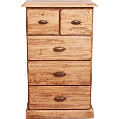 Cassettiera Country in legno massello di tiglio finitura naturale 63x41x100 cm (1/5)