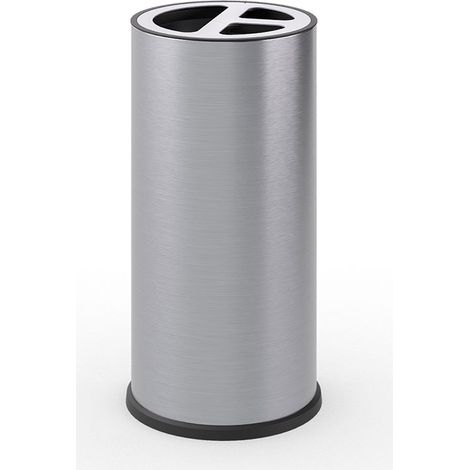Pattumiera a Bidone Ø 35x71 cm 3 Scomparto Totale 70 L in Acciaio Inox Satinato