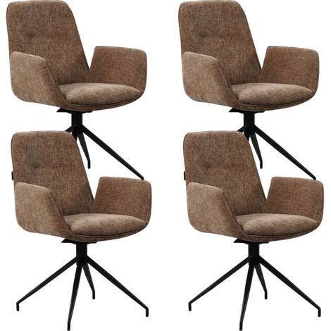 Set aus 4 drehbaren Esszimmerstühlen Nela Chenille Taupe – mit (1/5)