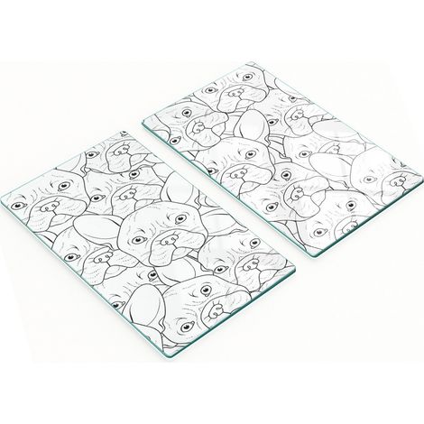 Tableros de vidrio decorativos multifuncionales con estampado de bulldog, 2x30x52 cm.