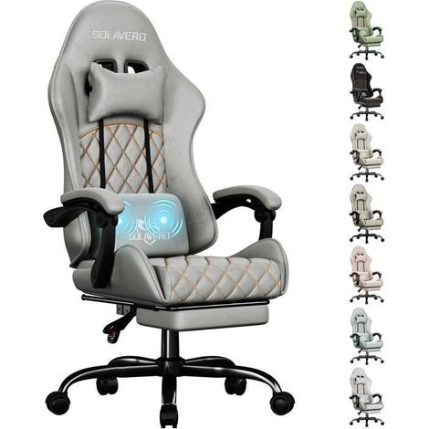 EcoFurnix, suede upholstery, ergonomic office chair with massaging lumbar support, maximum load of 150 kg, Gray