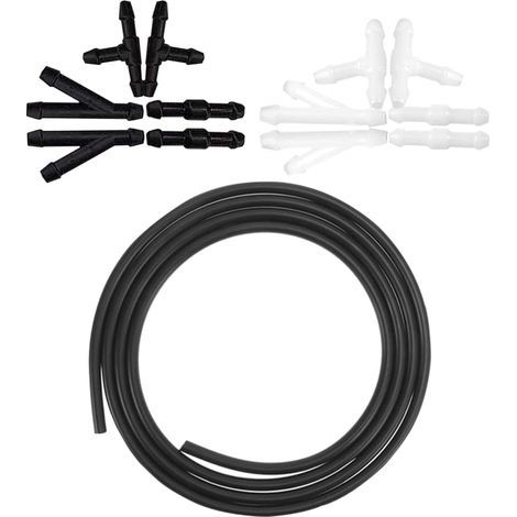 1 Kit Tuyau Lave-Glace 4m, Raccord Type Y I T, Caoutchouc Noir, Pour Pompe Et Buse Voiture (1/5)