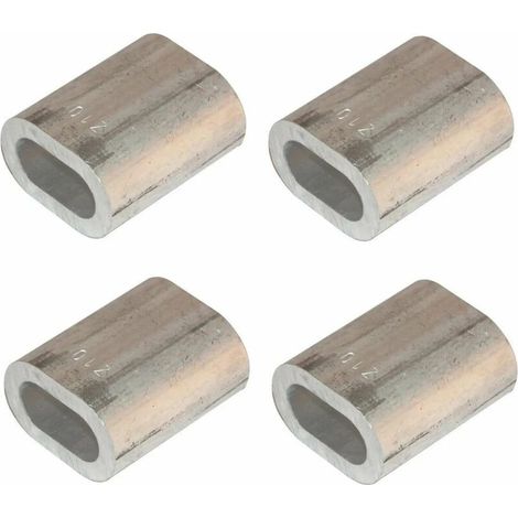 – Lot de 4 manchons à sertir 6mm aluminium – Raccord pour câbles acier armé – Longueur 21mm – Largeur intérieure 13,2mm (1/2)