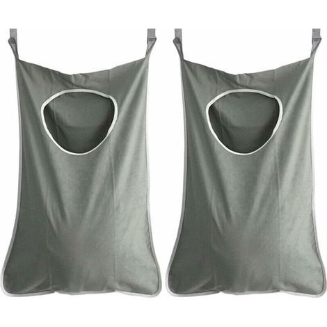 Panier à linge suspendu pour PC, sac à linge, collecteur de linge, organisateur de sac pour chambre et salle de bain (gris foncé), par DEBUNS (1/5)