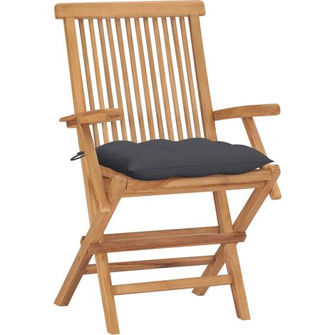 Maison Exclusive - Chaises pliantes avec coussins anthracite, 4 pièces, en teck massif (1/5)
