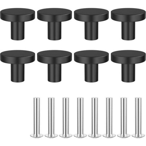 8 poignées de meubles noires, poignées de tiroir 25x20mm, poignées de porte de cuisine avec vis, poignées de porte d'armoire, poignées de meubles noires, poignées d'armoire rondes, poignées d'armoire (1/5)