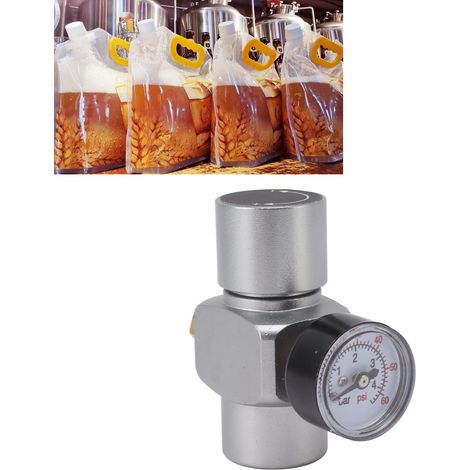 Manomètre de réduction de pression pour refroidisseur de bière artisanale, vanne de réduction de pression à tête filetée carrée 0-60 PSI + tête filetée blanche (1/5)