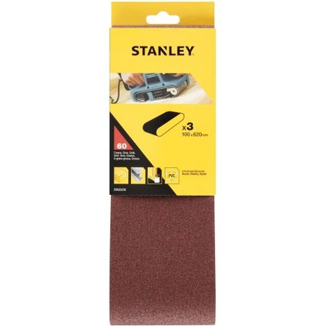 3 BANDAS DE LIJA. 100 X 620 MM.GRANO 60. - STANLEY BLACK & DECK