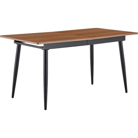 Table à manger rectangulaire 190,5 cm pour 6 à 8 personnes, effet bois foncé, plateau MDF, pieds métal noirs, style industriel moderne et entretien facile - CHICFURN (1/5)