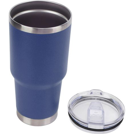 Vakuumisolierte Edelstahl-Trinkflasche, doppelwandiger Thermobecher mit Deckel für unterwegs, blau (1/5)