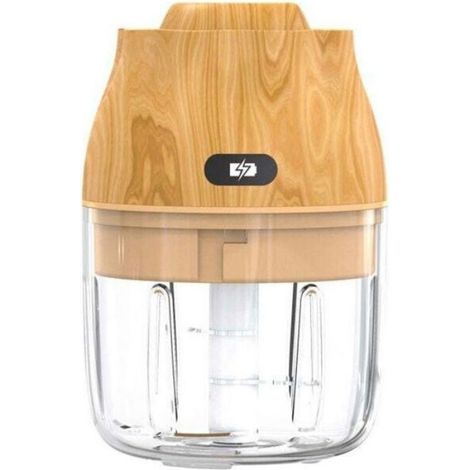 Hachoir À Viande - Électrique - Étanche IPX5 - Capacité 250 Ml - Design Bois - Lame Acier Inoxydable - Pour Cuisine Maison Et Pique-Niques - 1 Pièce (1/3)