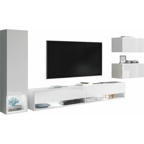 Conjunto de salón Sarasota 124, Blanco + Blanco brillante