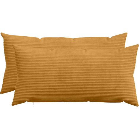 vidaXL Housse de coussin 2 pcs HEERLEN Jaune 40 x 70 cm velours côtelé (1/5)