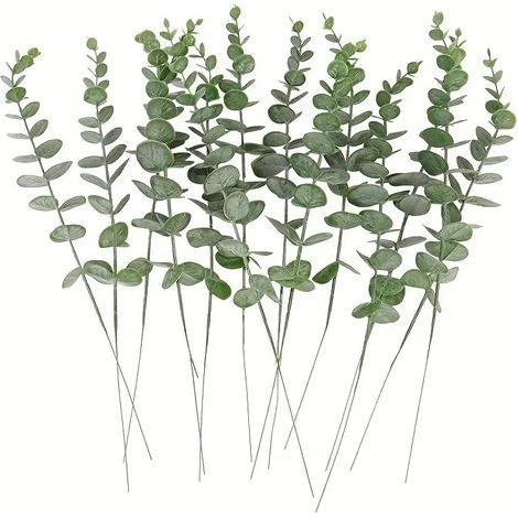 20 Pcs Branches D'eucalyptus Artificielle Faux Eucalyptus Tiges D'eucalyptus Artificielles Simulation Feuilles D'eucalyptus Plante Artificielle pour Mariage Maison Cuisine Décoration, Gris Vert (1/5)