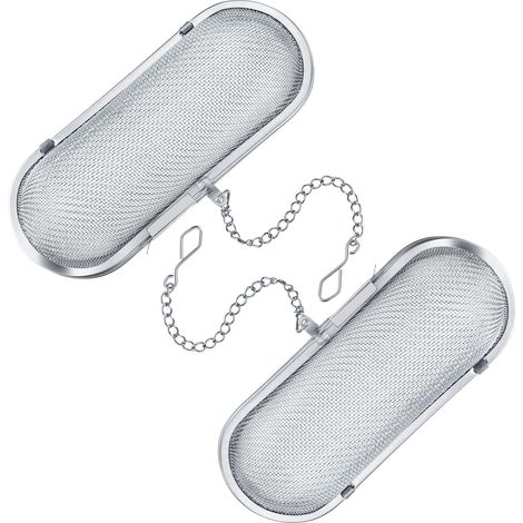 Colador/filtro para especias/infusiones/té, longitud: 11 cm, acero inoxidable, plata. (1/5)