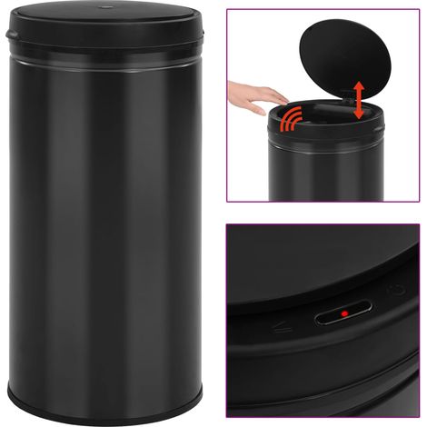 Automatischer Sensor-Mülleimer 70 L Kohlenstoffstahl Schwarz