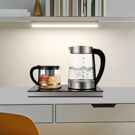 YISSALE-Doppelflammiger elektrischer Wasserkocher - leistungsstarker Heißwasserspender mit Schnellkochfunktion, ideal für Kaffee und Tee, geeignet für Büro, Hotel, Wohnung und Haushalt, automatische A (1/5)