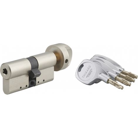 Cilindro europeo a pomolo Cobra 2+ 33BTX33mm Nichelato, antiscasso, antitrapano, 4 chiavi ergonomiche  - THIRARD