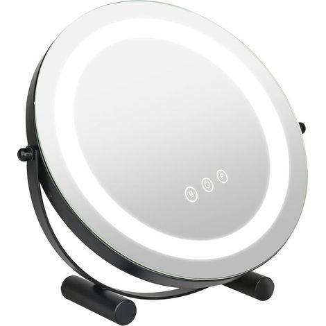 Miroir de maquillage, miroir de maquillage rond rotatif, 3 Couleurs Luminosité Ajustables - diamètre 30cm (1/5)
