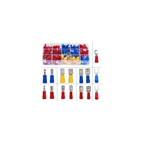 Terminali elettrici a crimpare, 280 pezzi di terminali elettrici isolati, connettori elettrici a crimpare, terminali e kit, assortimento di connettori rotondi, terminali piatti, terminali femmina e te