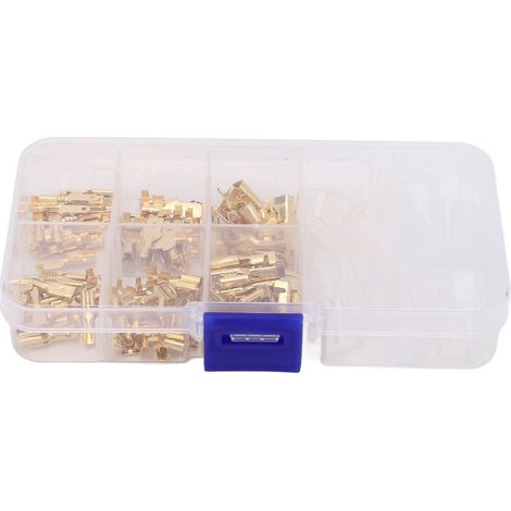 Kit de 135 connecteurs à sertir à froid pour câbles auto, embouts spatulés mâles/femelles en laiton doré, tailles 2.8/4.8/6.3mm. (1/5)
