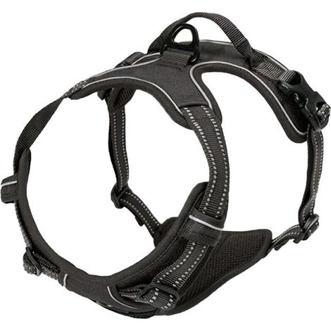 Harnais Chien Anti Traction, pour Chien Facile à Mettre Harnais Réfléchissant Réglable avec Attache Devant Harnais pour Chien Moyen, Large, Couleur Noir-Ensoleillé - LAOA (1/5)