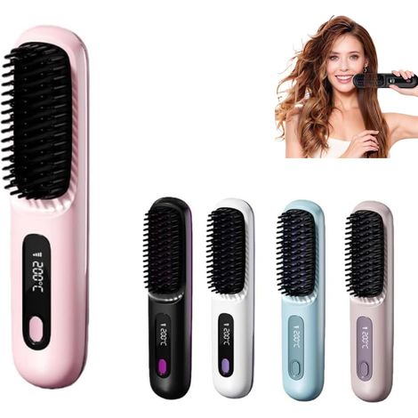 Cocoony Cepillo para el cabello, Cocoony Cepillo para peinar el volumen del cabello corto, Cepillo alisador de cabello corto recargable portátil, Volumen del cabello en 2 minutos (Rosa) (1/5)