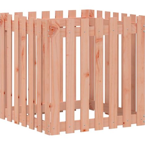 Jardinière bac lit surélevé plantes fleurs terrasse jardin avec design de clôture 70 x 70 x 70 cm douglas massif marron