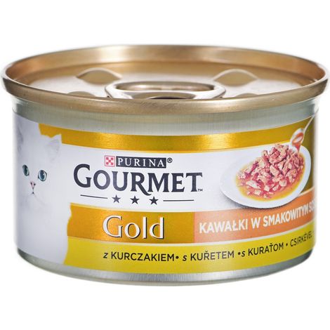 Croquettes Gourmet Gold pour chat en sauce savoureuse au poulet 85 g (1/2)