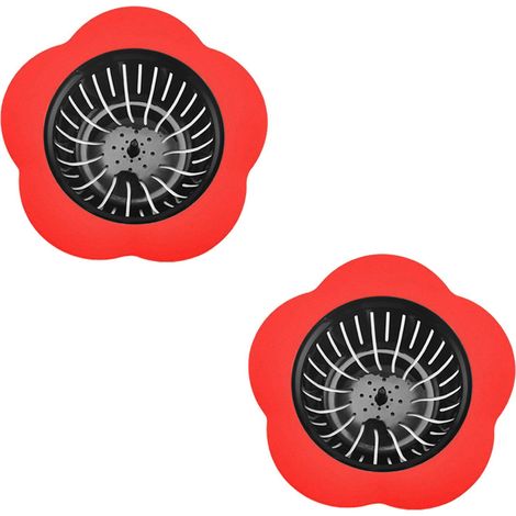 Confezione da 2 filtri per lo scarico del lavello della cucina, tappo di scarico rosso, filtro per lavello da cucina, filtro per lavello da cucina domestico. (1/3)