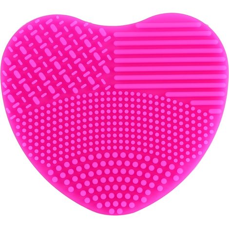 Nettoyeur de pinceaux maquillage en silicone, planche à laver pour fond de teint et poudre, grattoir rose (1/3)