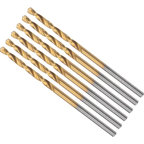 Torsion Foret Mèches, 1,7 mm Perçage Diamètre, Titane Revêtement Haute Vitesse Acier 6542 Droit Rond Tige - Applications: pour Inox Acier Alliage Métal, 6-Pièces (1/5)