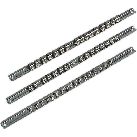 Sealey AK270 Premier Socket Retaining Rail Set 1/4"", 3/8"" & 1/2""Sq Drive 3pc