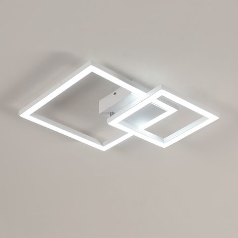 Comely LED ceiling light, white rotatable square, 34W 6500K, living room bedroom