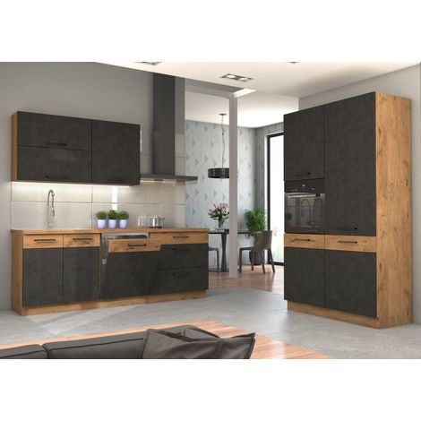 Küche VIGO Matera Grau Lancelot 220 + 120 cm Küchenzeile Küchenblock Einbauküche (1/5)